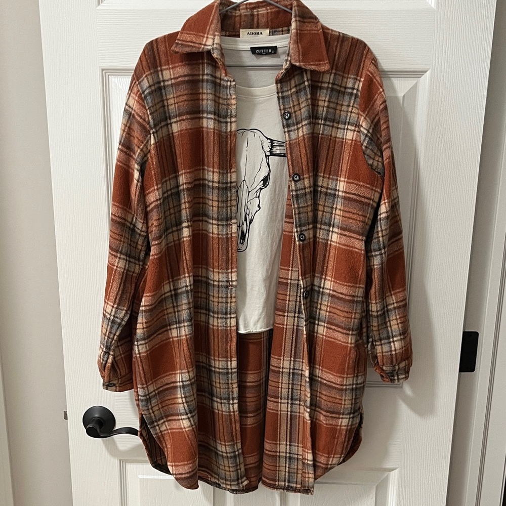 Adora Rust Plaid Shacket